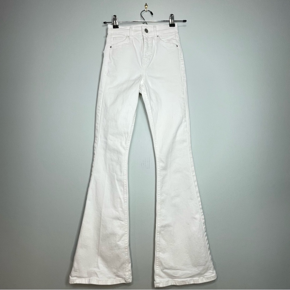 Topshop Moto Women’s Jamie Flare White Jeans Stretch Size W24 x L30